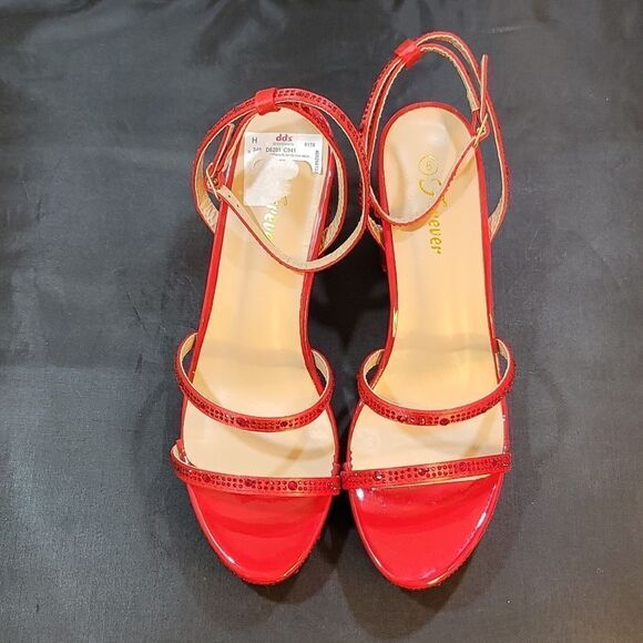 BRAND NEW FOREVER SEQUIM EMBROIDERY OPEN TOE BLOCK HEEL SANDAL - Picture 2 of 15